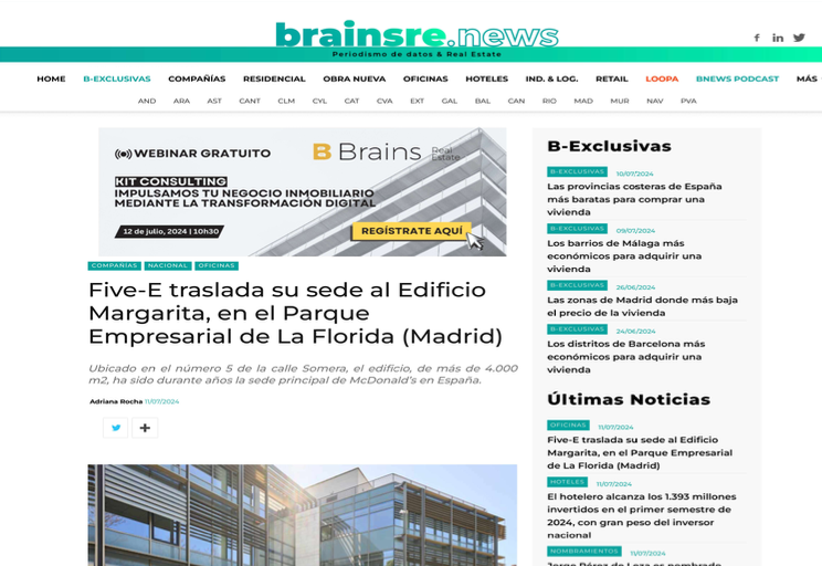 Five-E traslada su sede al Edificio Margarita